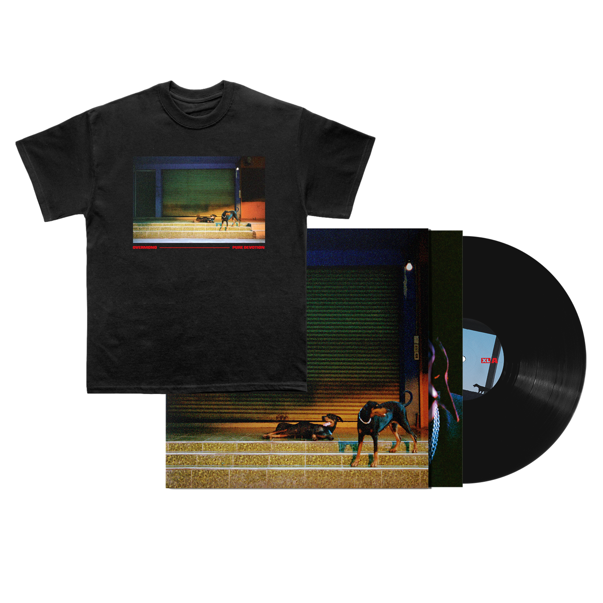 overmono バンドTシャツ オーバーモノ over mono vinyl black-tee-lp-bundle.png?v=