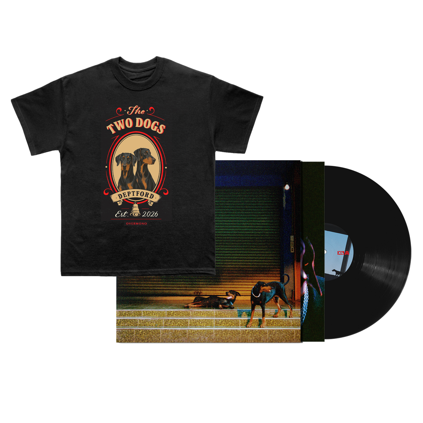 Vinyl + Two Dogs Tee (Black) Bundle